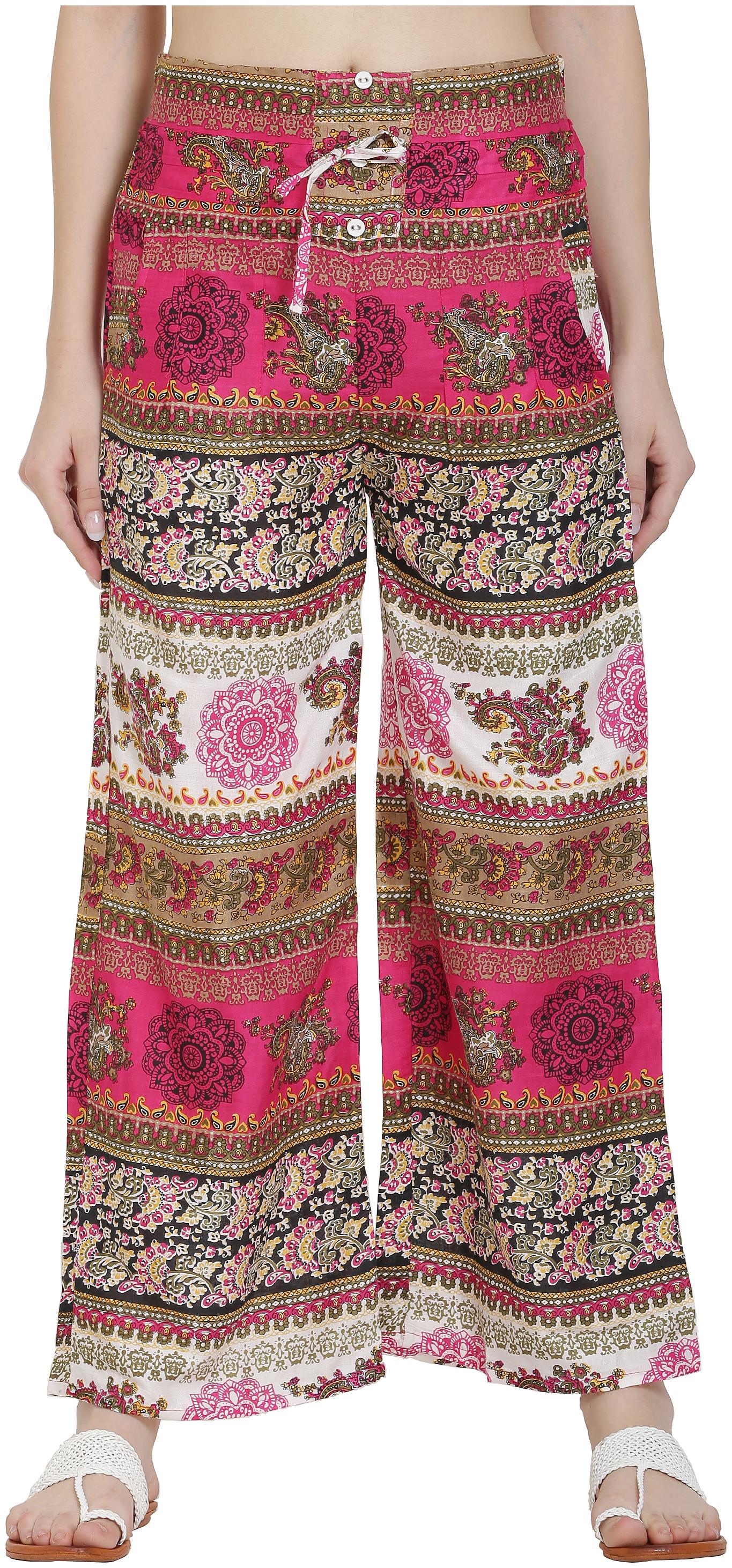 

ASMAANI Rayon Pink Women Flared Palazzo