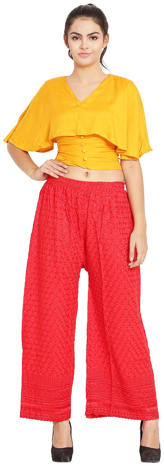 

ASMAANI Red Printed Flared Palazzo
