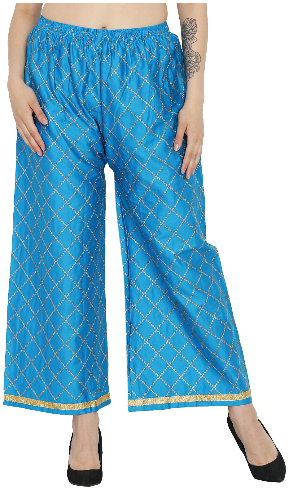 

ASMAANI Women Cotton Palazzos Turquoise color