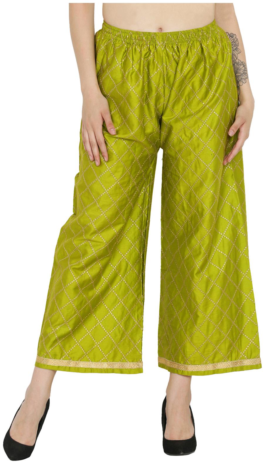 

ASMAANI Women Cotton Palazzos Green color