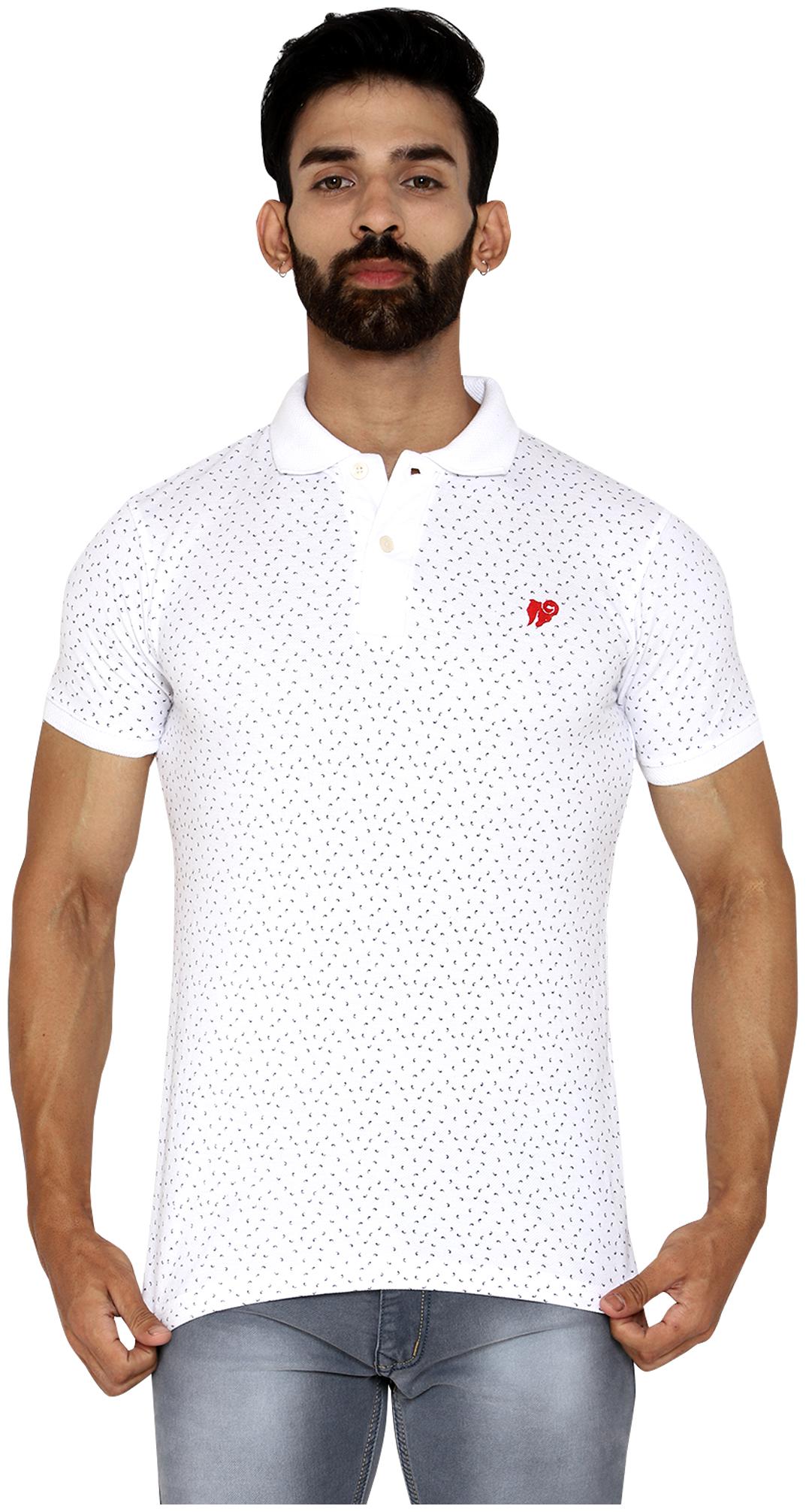 

ASPIRER Men White Regular fit Cotton Blend Polo collar T-Shirt - Pack Of 1