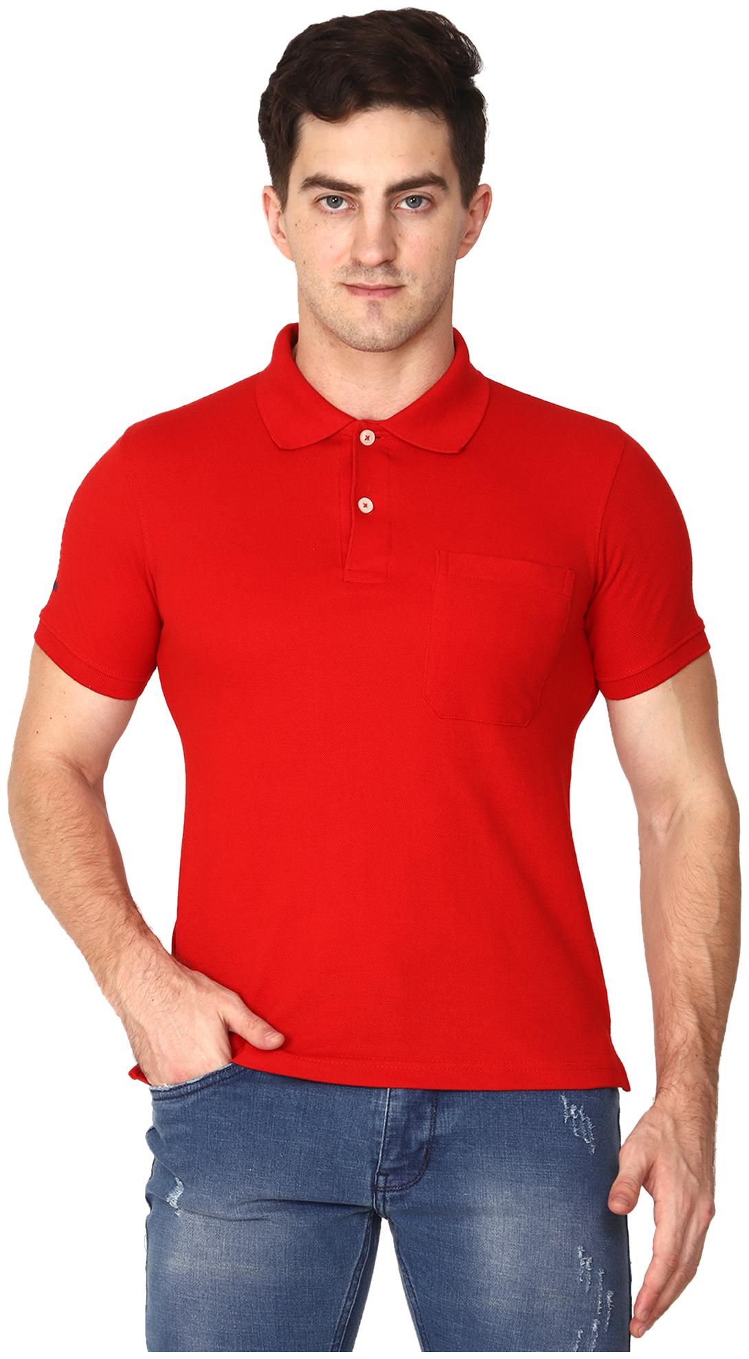 

ASPIRER Men Red Regular fit Cotton Blend Polo collar T-Shirt - Pack Of 1