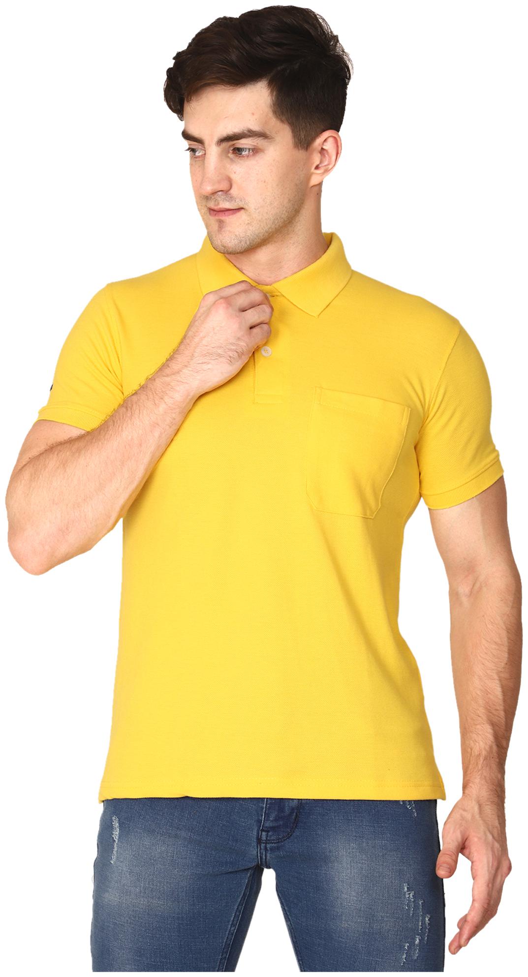 

ASPIRER Men Yellow Regular fit Cotton Blend Polo collar T-Shirt - Pack Of 1