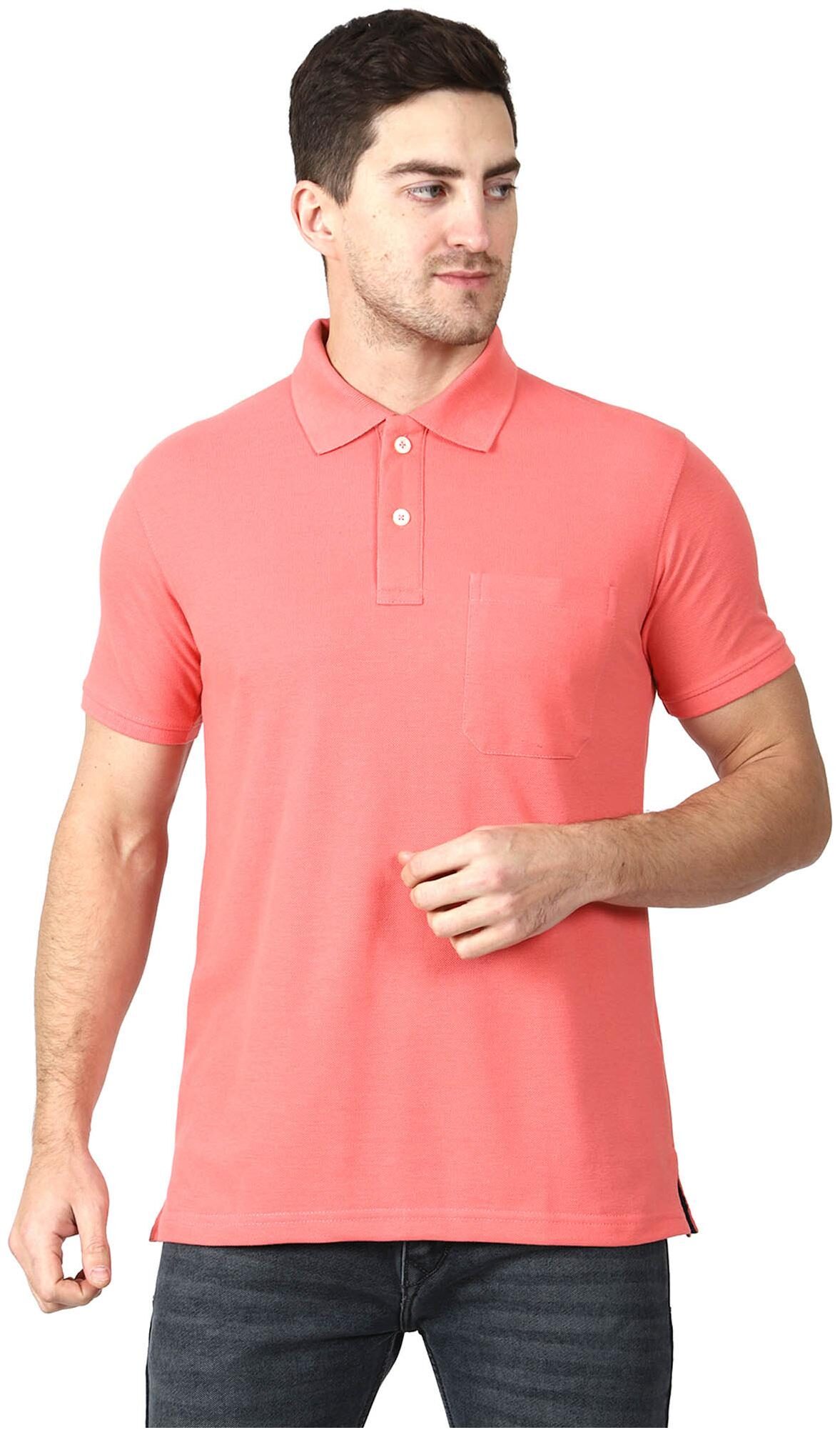 

ASPIRER Men Pink Regular fit Cotton Blend Polo collar T-Shirt - Pack Of 1