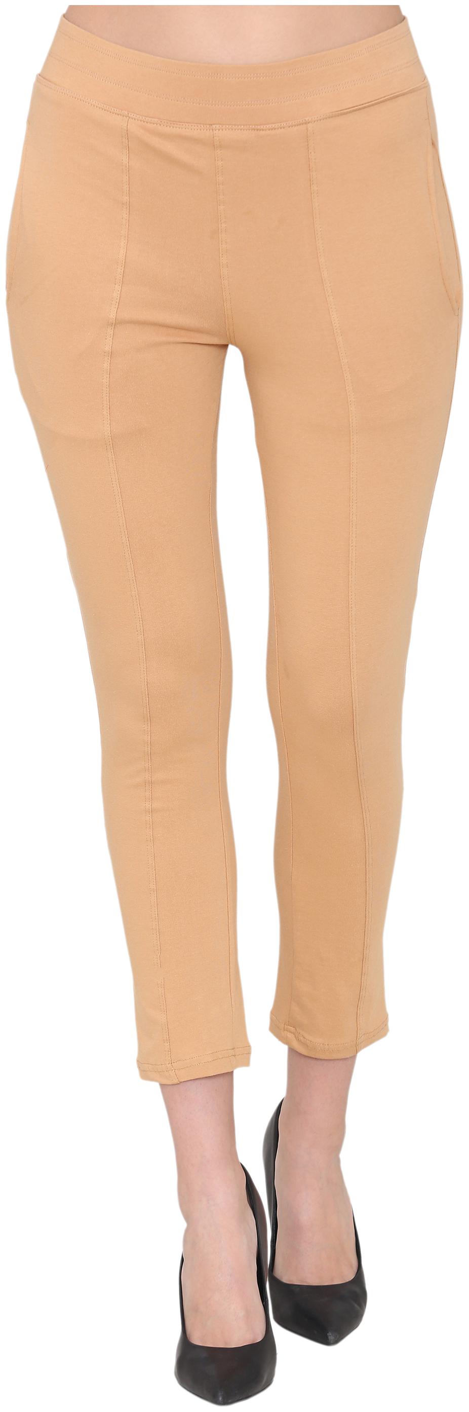 

Asten Luxurious and Comfortable Cotton Lycra Beige Legging Pant with Side Pockets