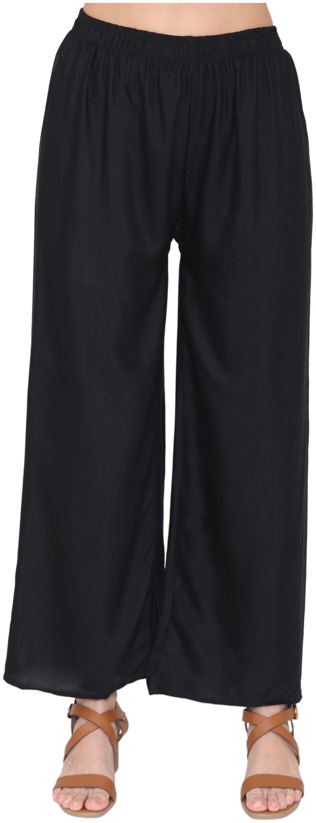 

ASTEN Black Solid Straight Palazzo