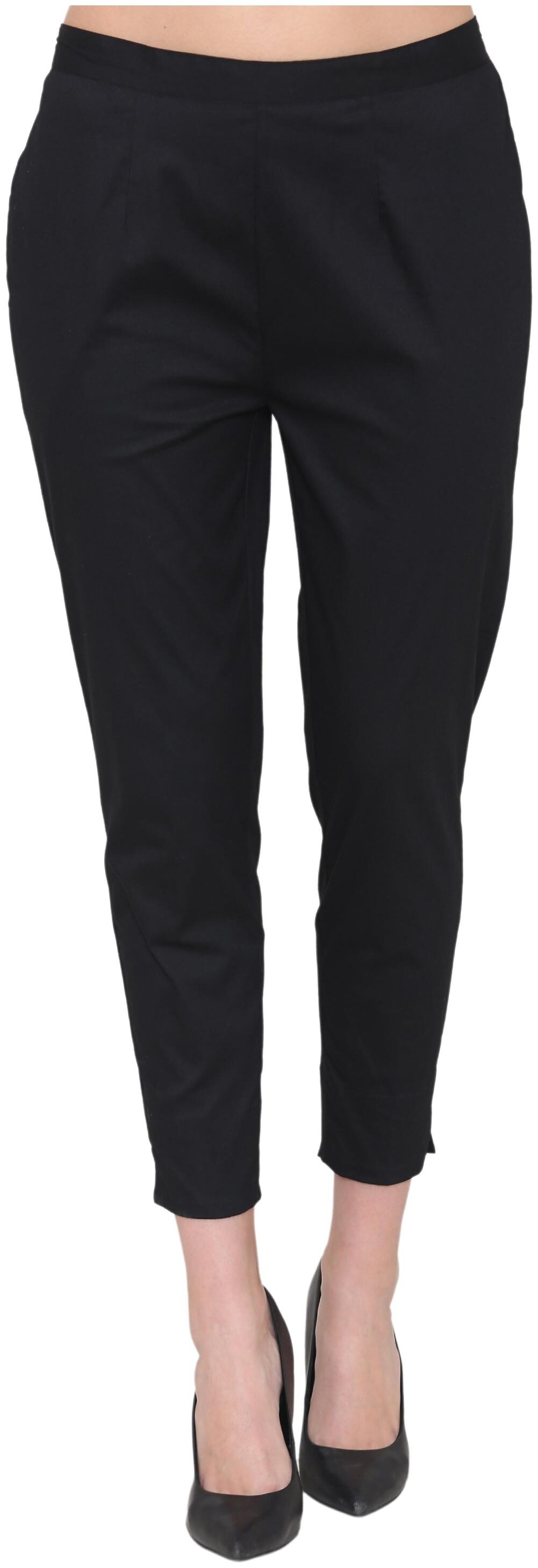 

ASTEN Women Cotton Solid Trousers Pants Black