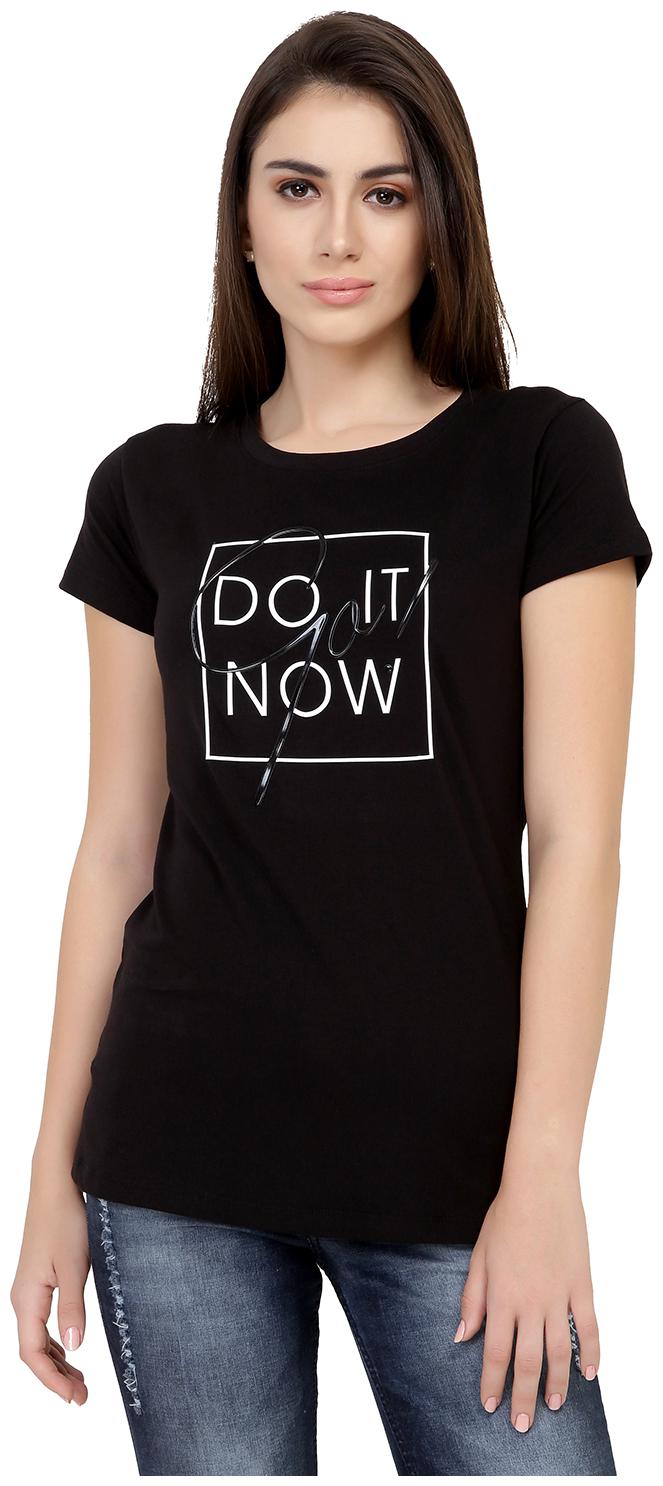 

Astron Women Black Regular fit Round neck Cotton T shirt