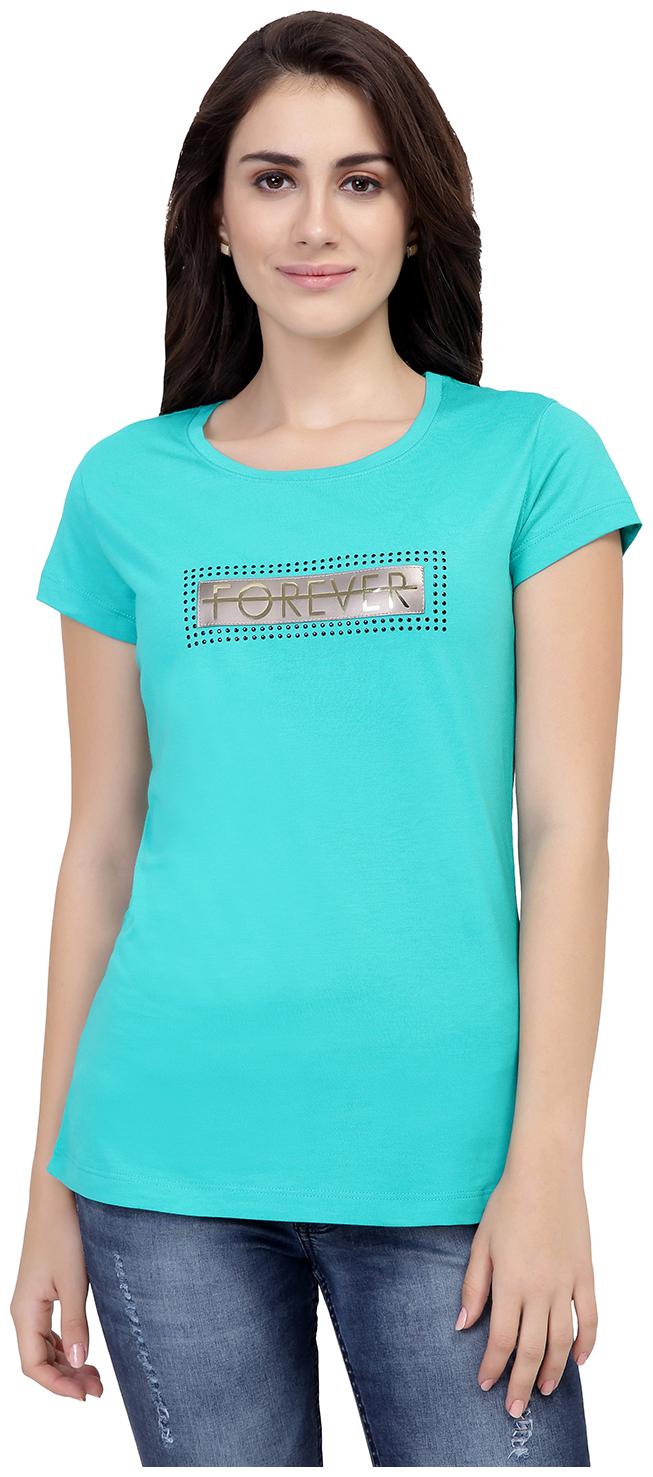 

Astron Women Green Regular fit Round neck Cotton T shirt