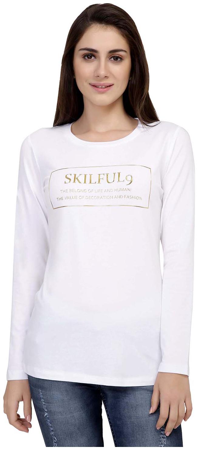 

Astron Women White Regular fit Round neck Cotton T shirt