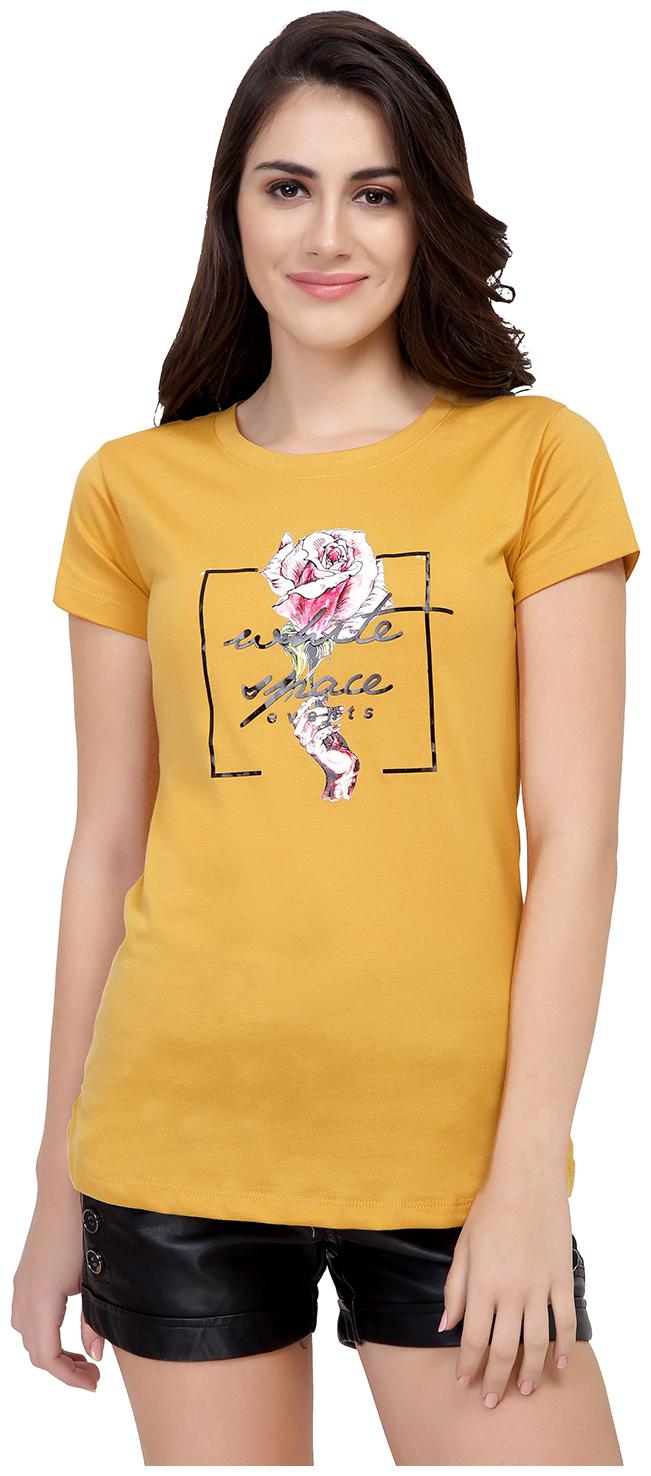 

Astron Women Yellow Regular fit Round neck Cotton T shirt