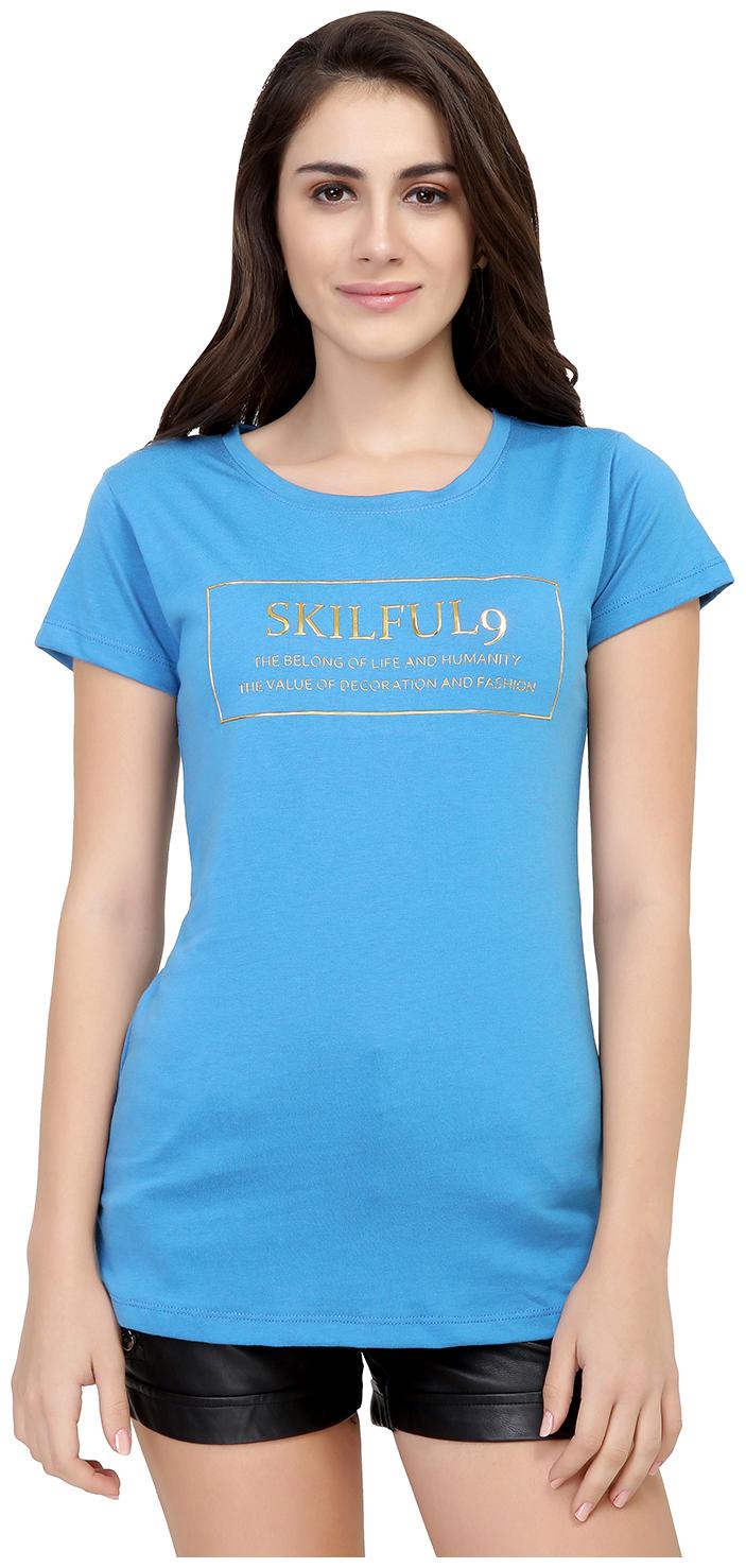 

Astron Women Blue Regular fit Round neck Cotton T shirt