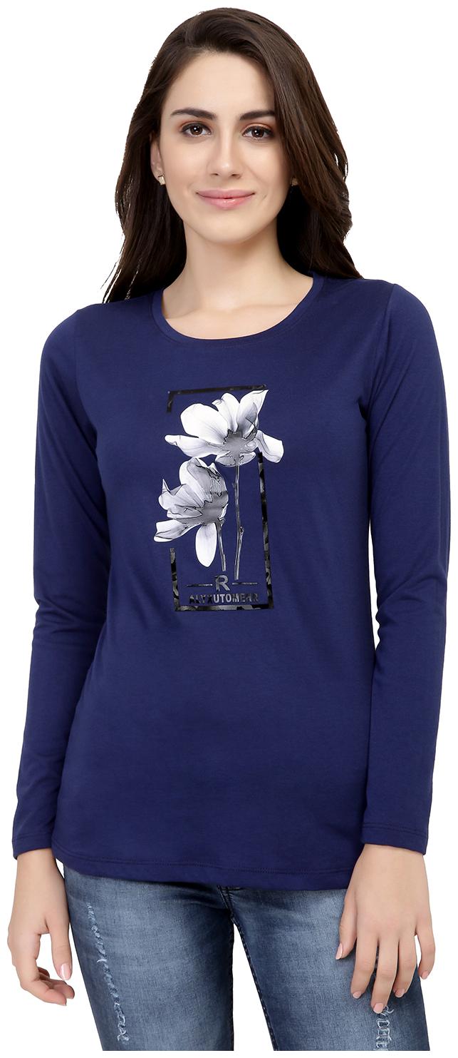 

Astron Women Blue Regular fit Round neck Cotton T shirt