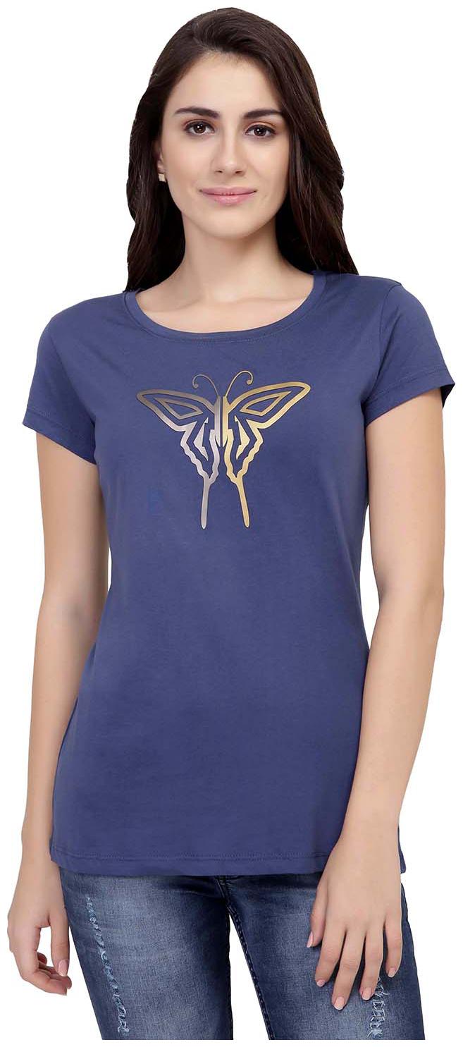 

Astron Women Blue Regular fit Round neck Cotton T shirt
