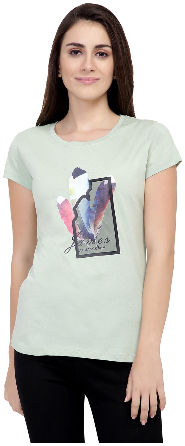 

Astron Women Green Regular fit Round neck Cotton T shirt