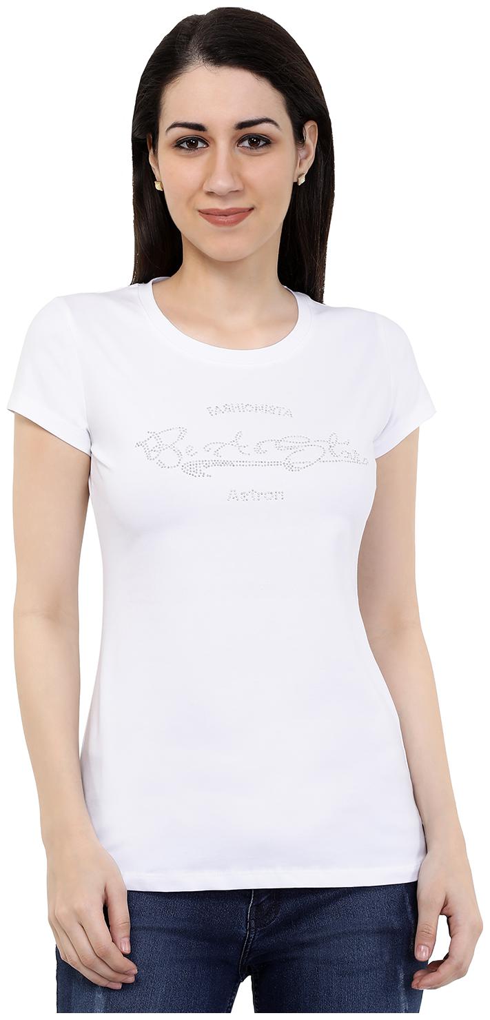 

Astron Women White Regular fit Round neck Cotton T shirt
