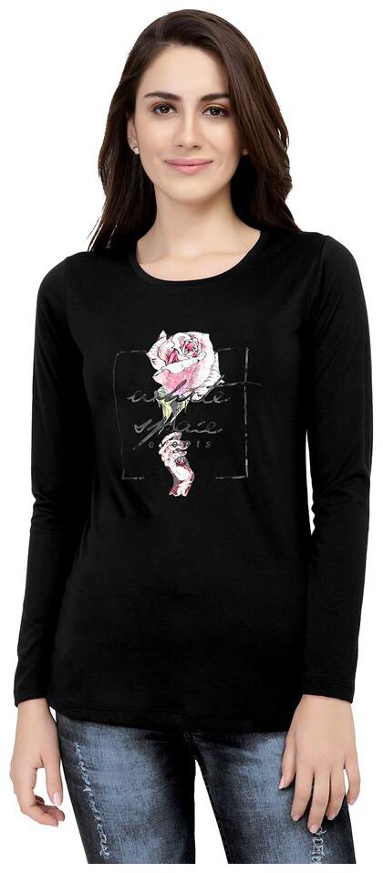 

Astron Women Black Regular fit Round neck Cotton T shirt