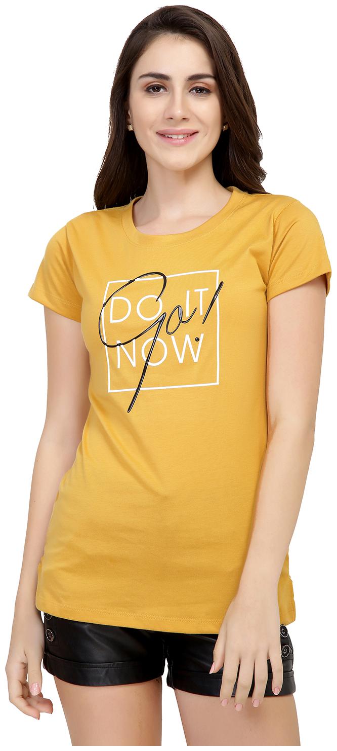 

Astron Women Yellow Regular fit Round neck Cotton T shirt
