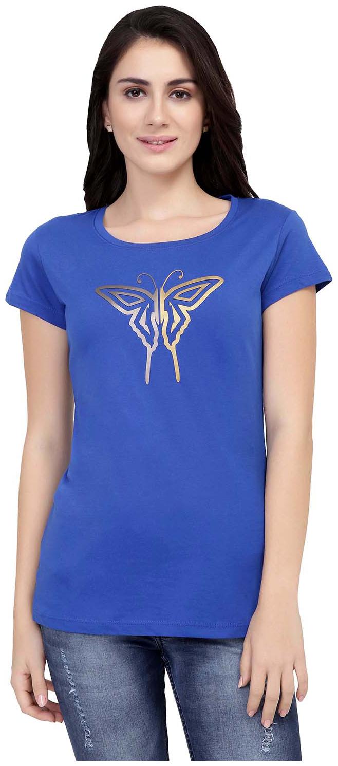 

Astron Women Blue Regular fit Round neck Cotton T shirt