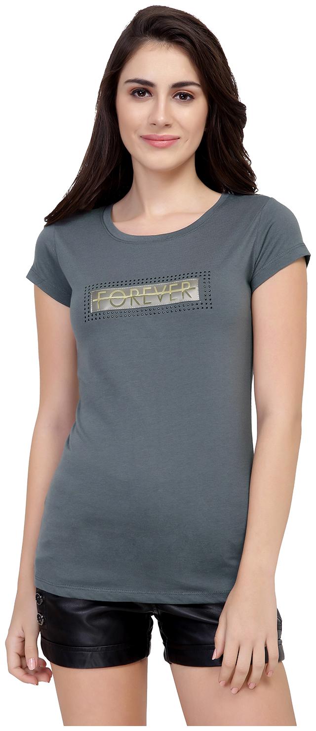 

Astron Women Grey Regular fit Round neck Cotton T shirt