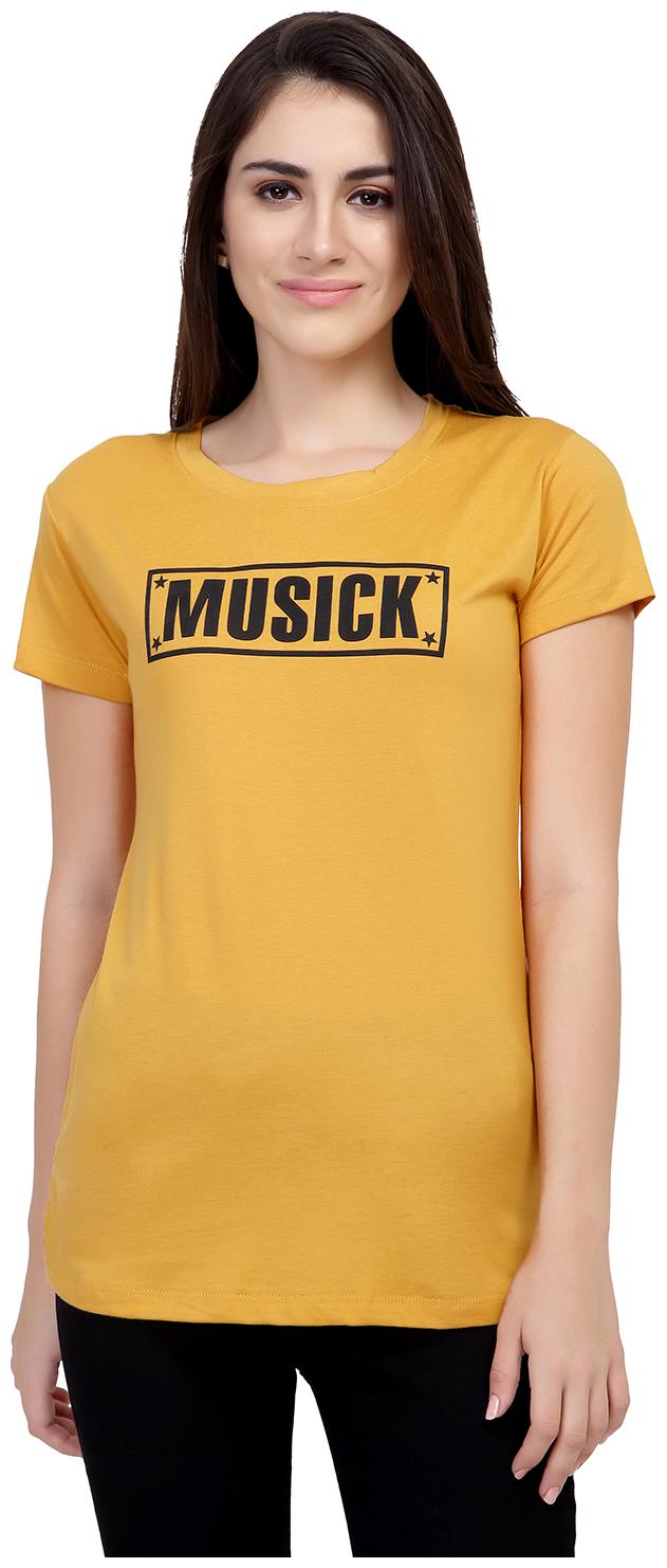 

Astron Women Yellow Regular fit Round neck Cotton T shirt