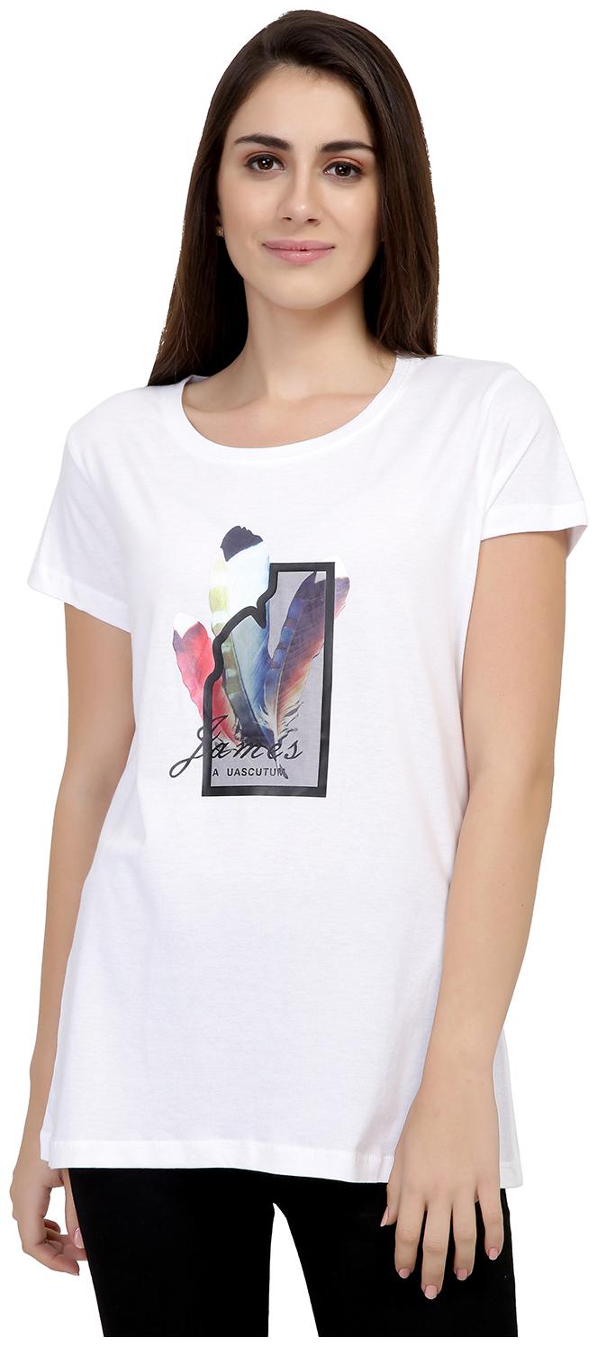 

Astron Women White Regular fit Round neck Cotton T shirt