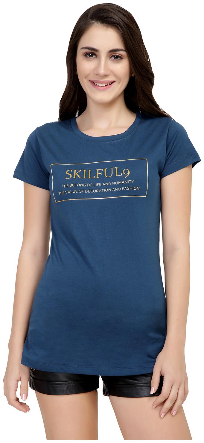 

Astron Women Blue Regular fit Round neck Cotton T shirt