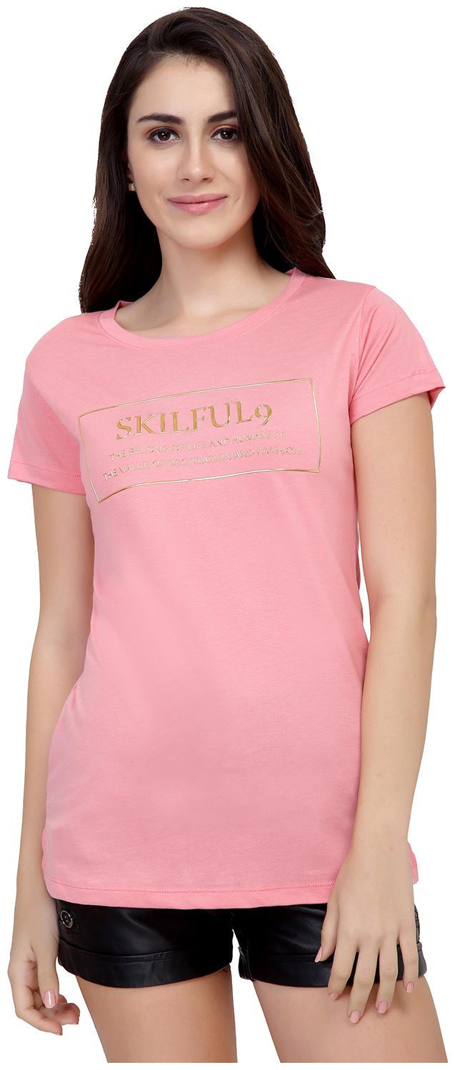 

Astron Women Pink Regular fit Round neck Cotton T shirt