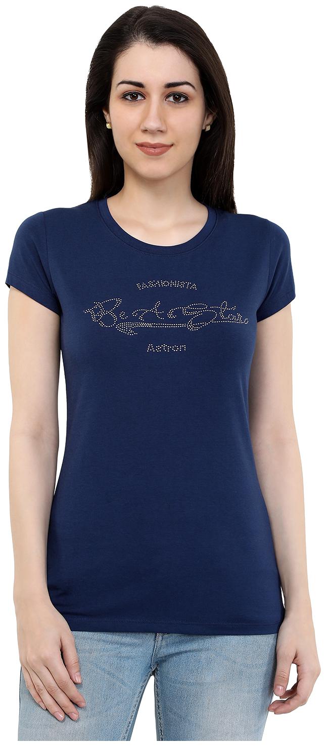 

Astron Women Blue Regular fit Round neck Cotton T shirt