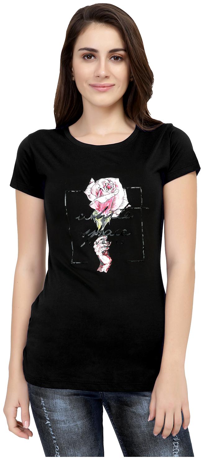 

Astron Women Black Regular fit Round neck Cotton T shirt