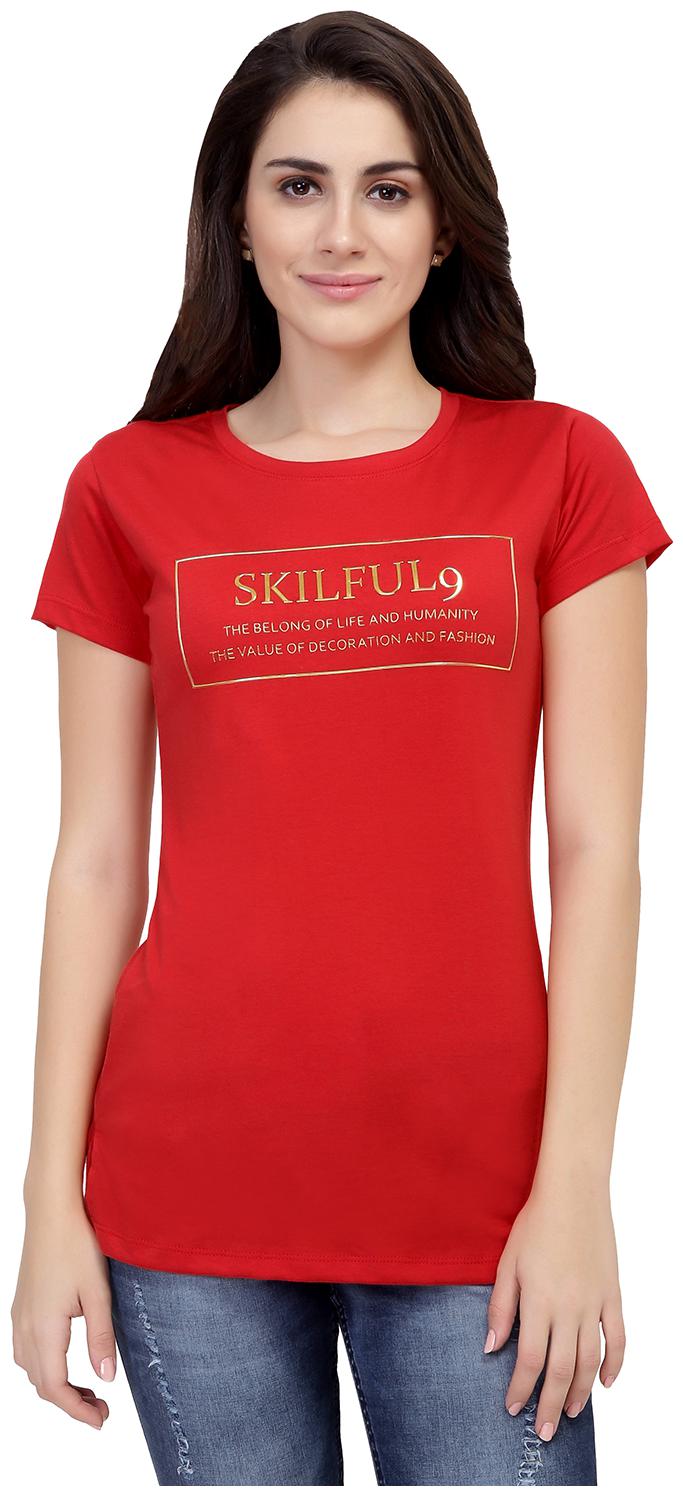 

Astron Women Red Regular fit Round neck Cotton T shirt