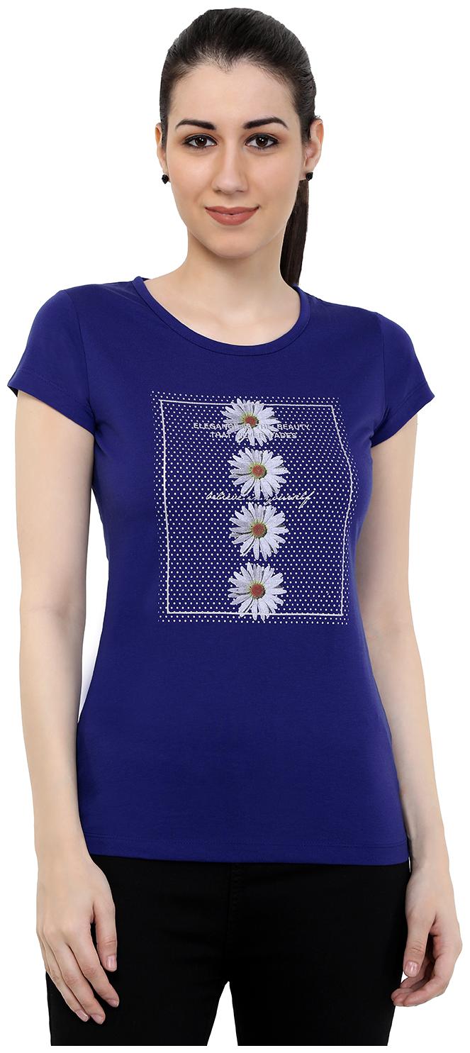 

Astron Women Blue Regular fit Round neck Cotton T shirt