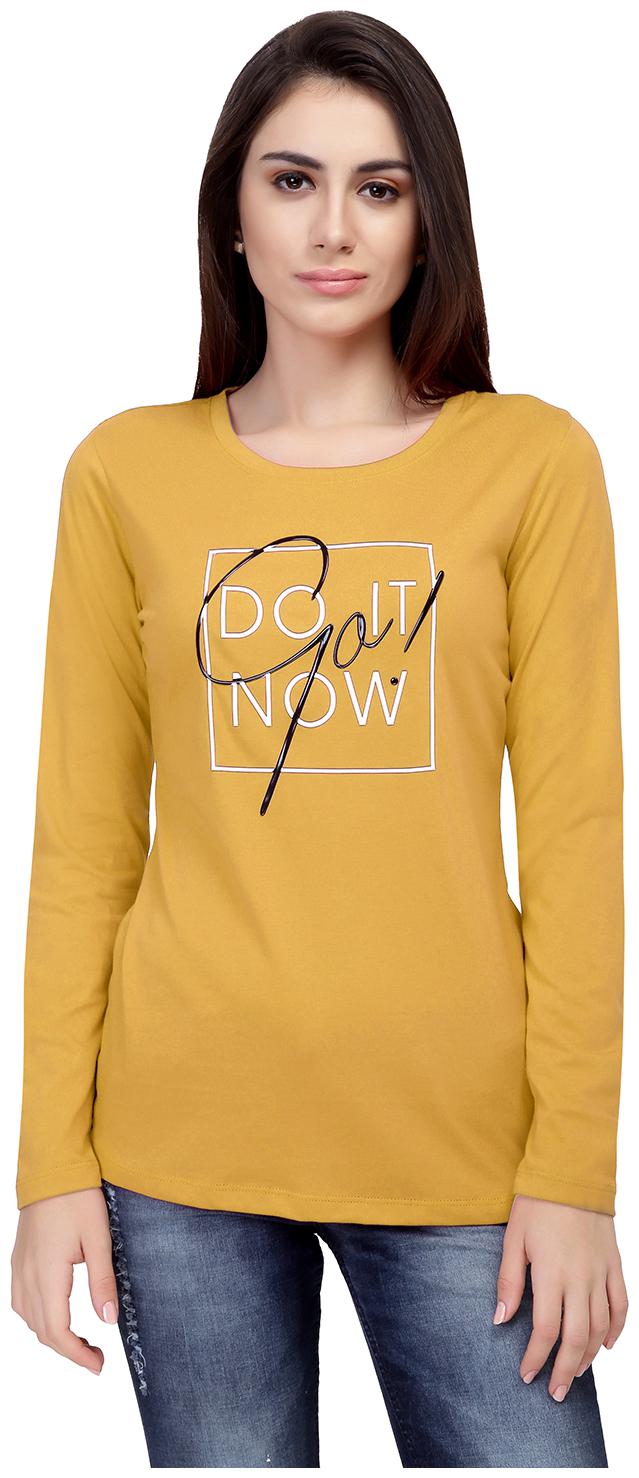 

Astron Women Yellow Regular fit Round neck Cotton T shirt