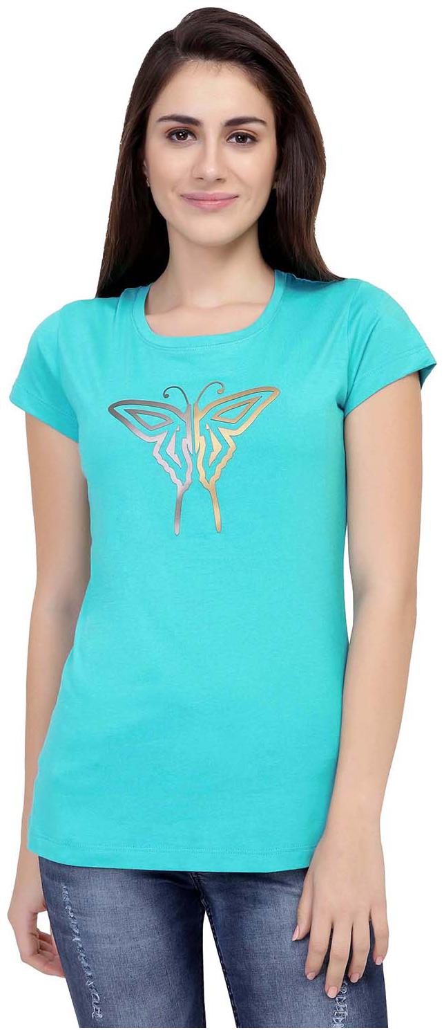 

Astron Women Green Regular fit Round neck Cotton T shirt
