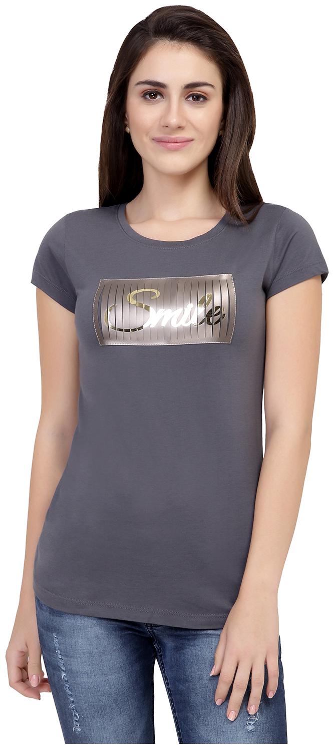 

Astron Women Grey Regular fit Round neck Cotton T shirt