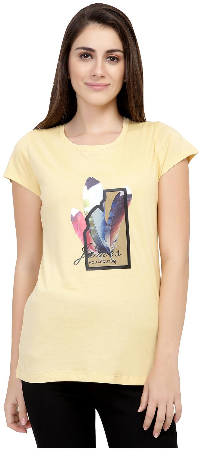 

Astron Women Yellow Regular fit Round neck Cotton T shirt