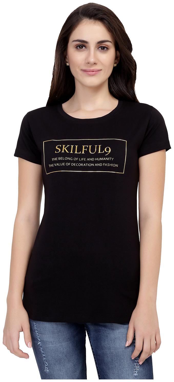 

Astron Women Black Regular fit Round neck Cotton T shirt