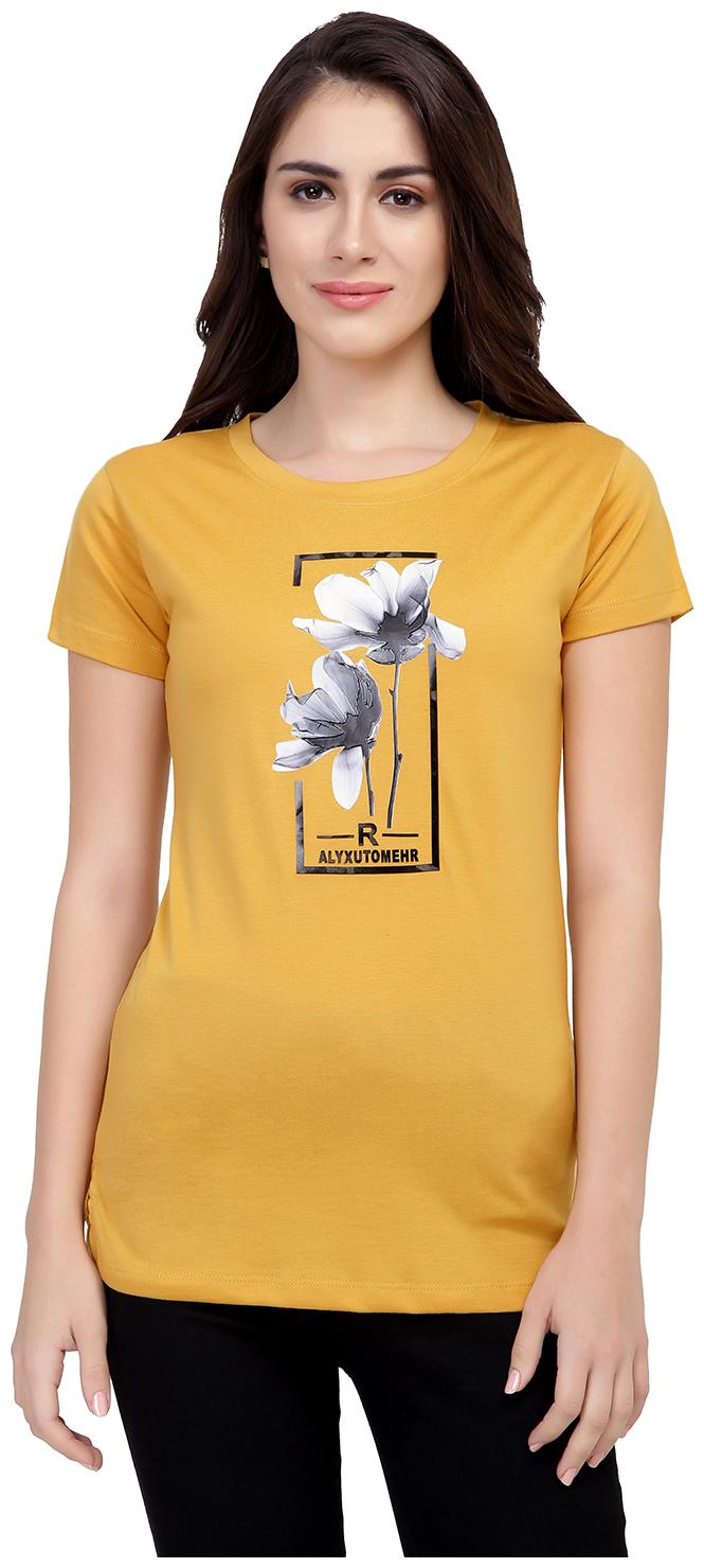 

Astron Women Yellow Regular fit Round neck Cotton T shirt