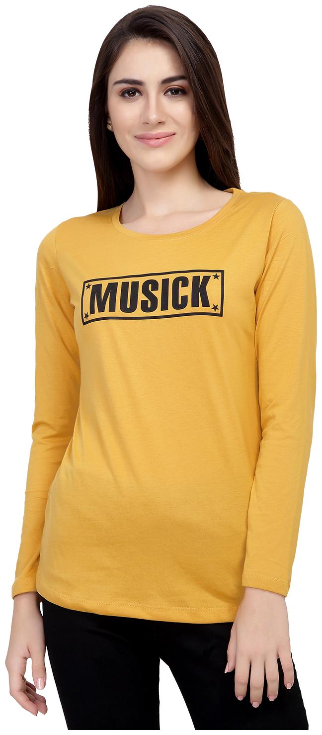

Astron Women Yellow Regular fit Round neck Cotton T shirt