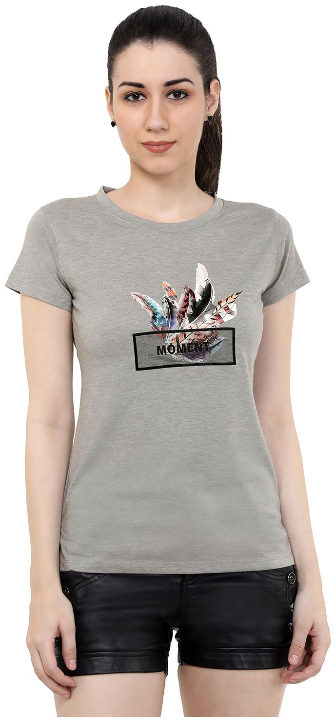 

Astron Women Grey Regular fit Round neck Cotton T shirt