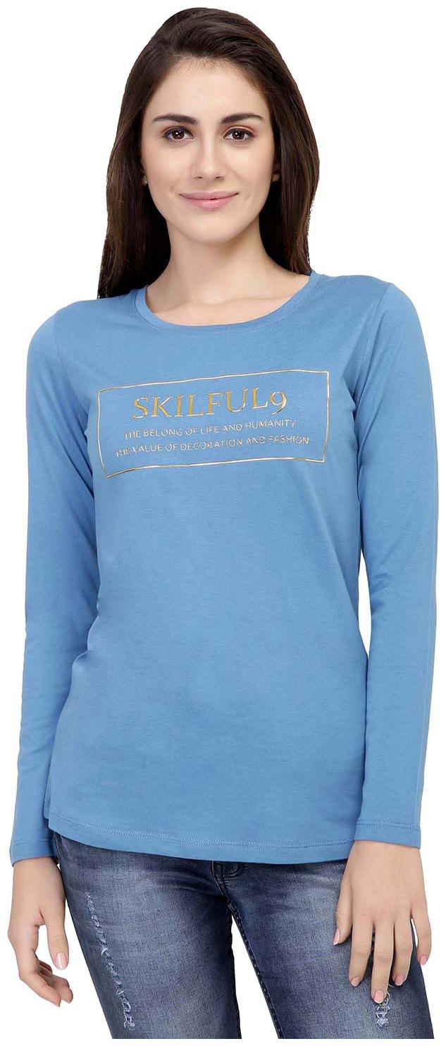 

Astron Women Blue Regular fit Round neck Cotton T shirt