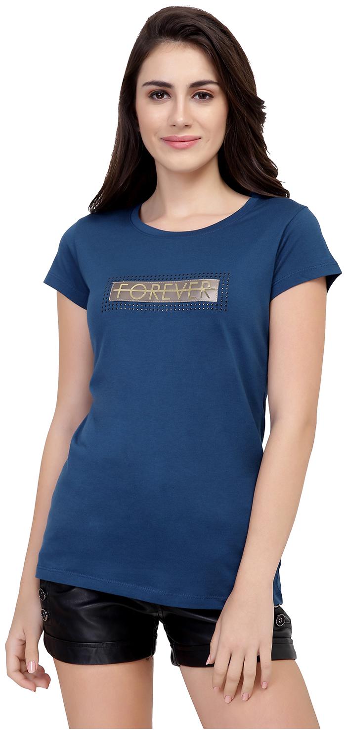 

Astron Women Blue Regular fit Round neck Cotton T shirt