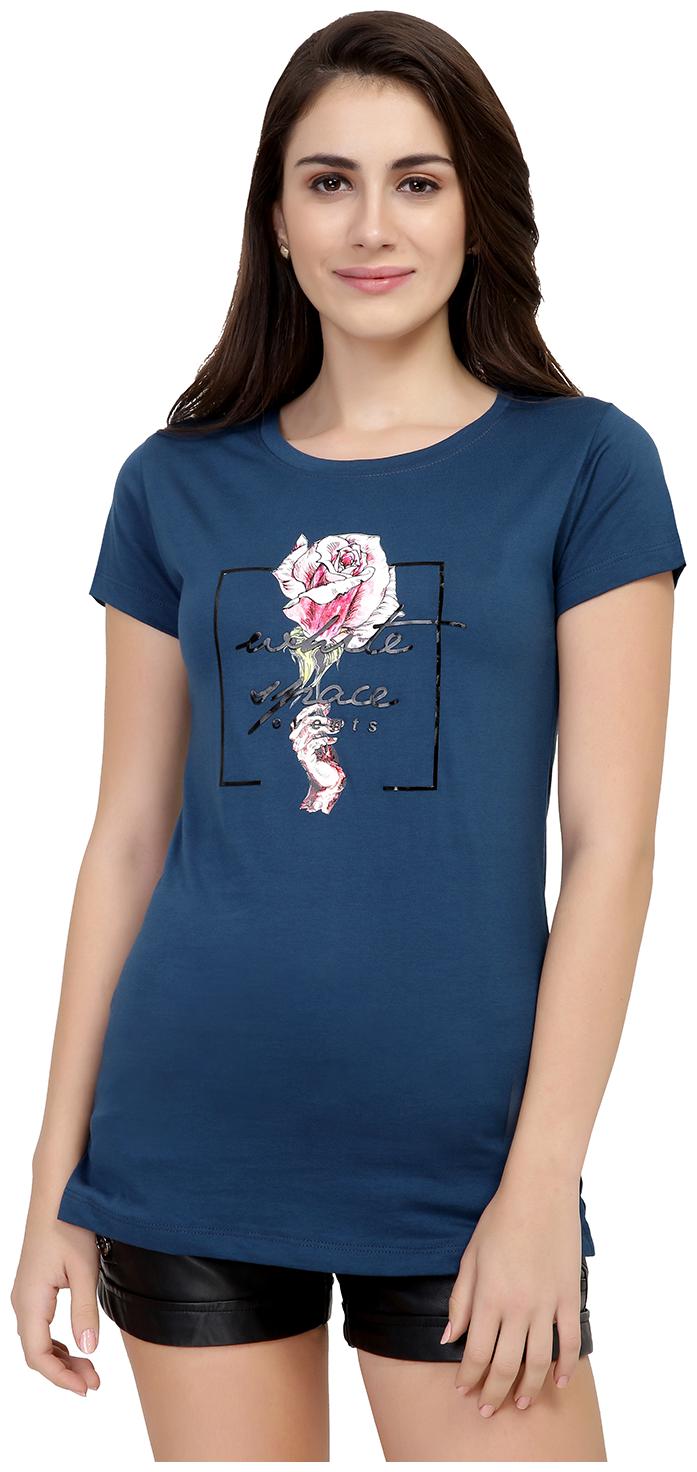 

Astron Women Blue Regular fit Round neck Cotton T shirt