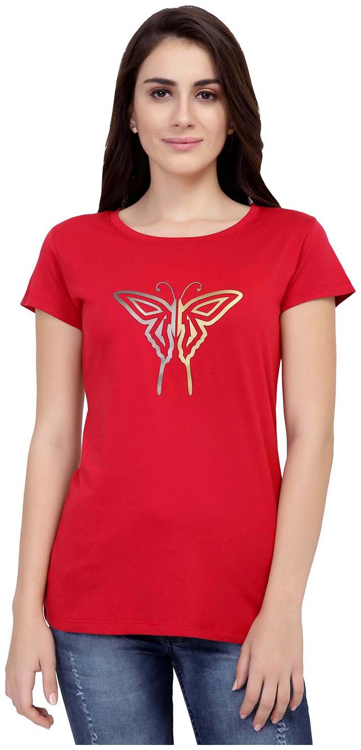 

Astron Women Red Regular fit Round neck Cotton T shirt