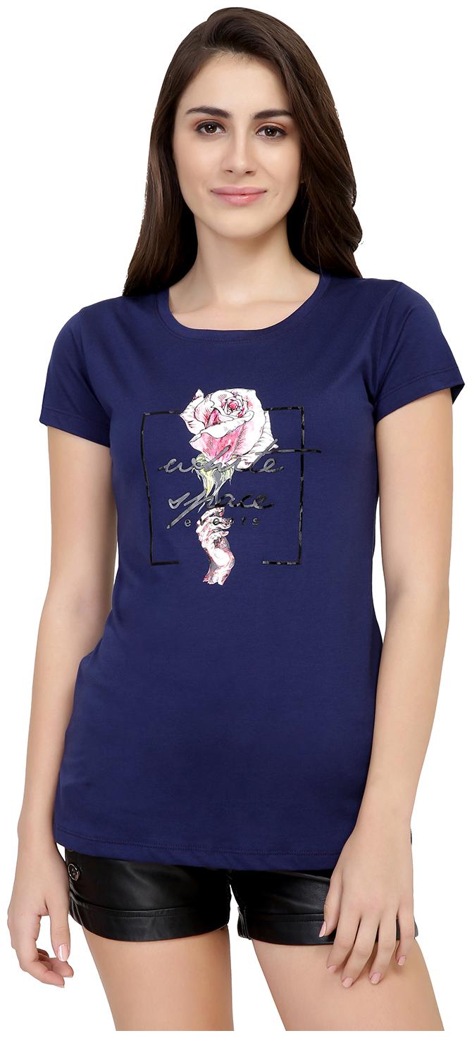 

Astron Women Blue Regular fit Round neck Cotton T shirt