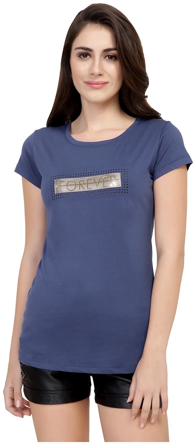 

Astron Women Blue Regular fit Round neck Cotton T shirt