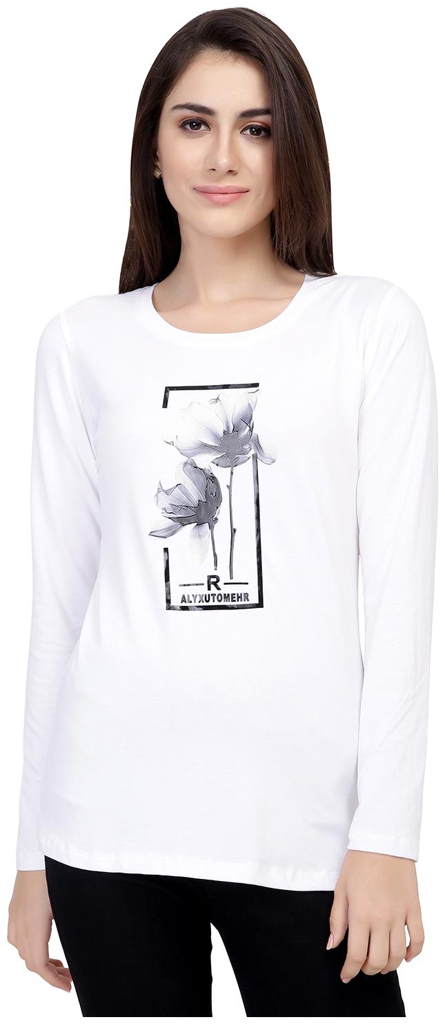 

Astron Women White Regular fit Round neck Cotton T shirt