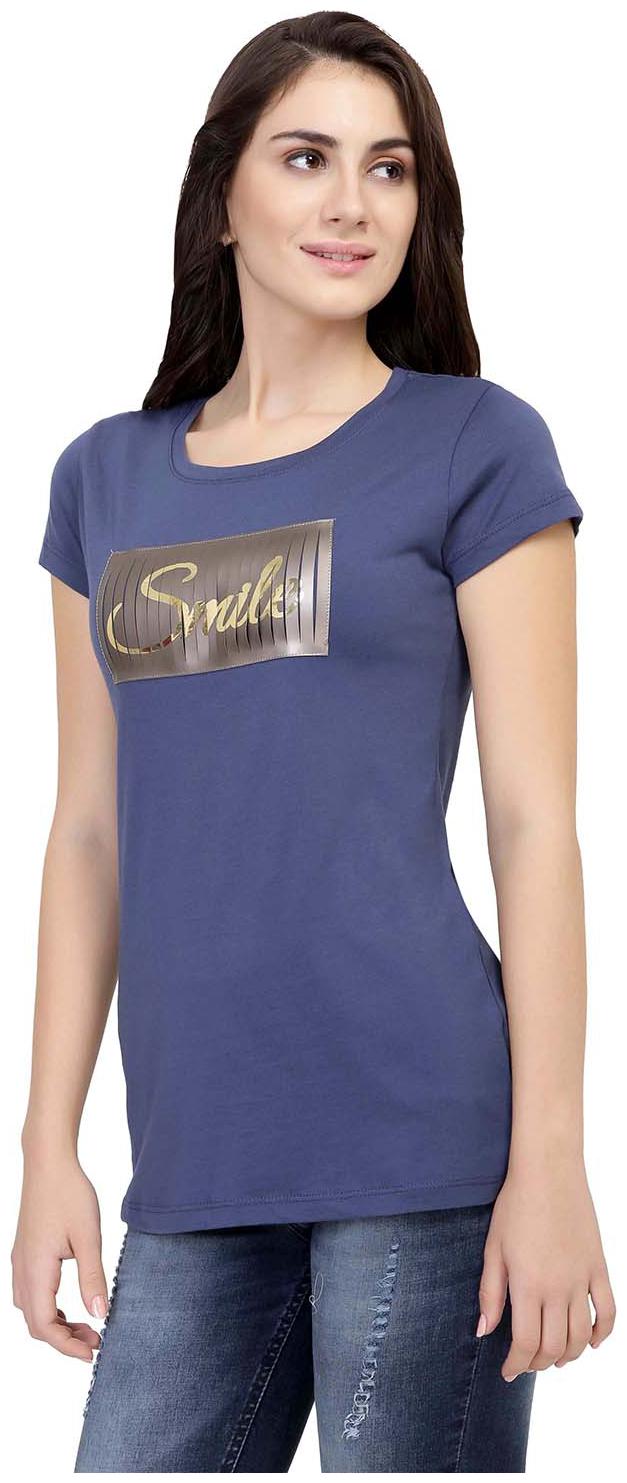 

Astron Women Blue Regular fit Round neck Cotton T shirt