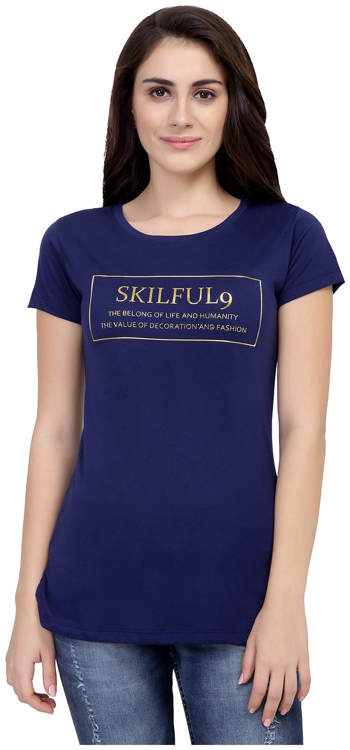 

Astron Women Blue Regular fit Round neck Cotton T shirt