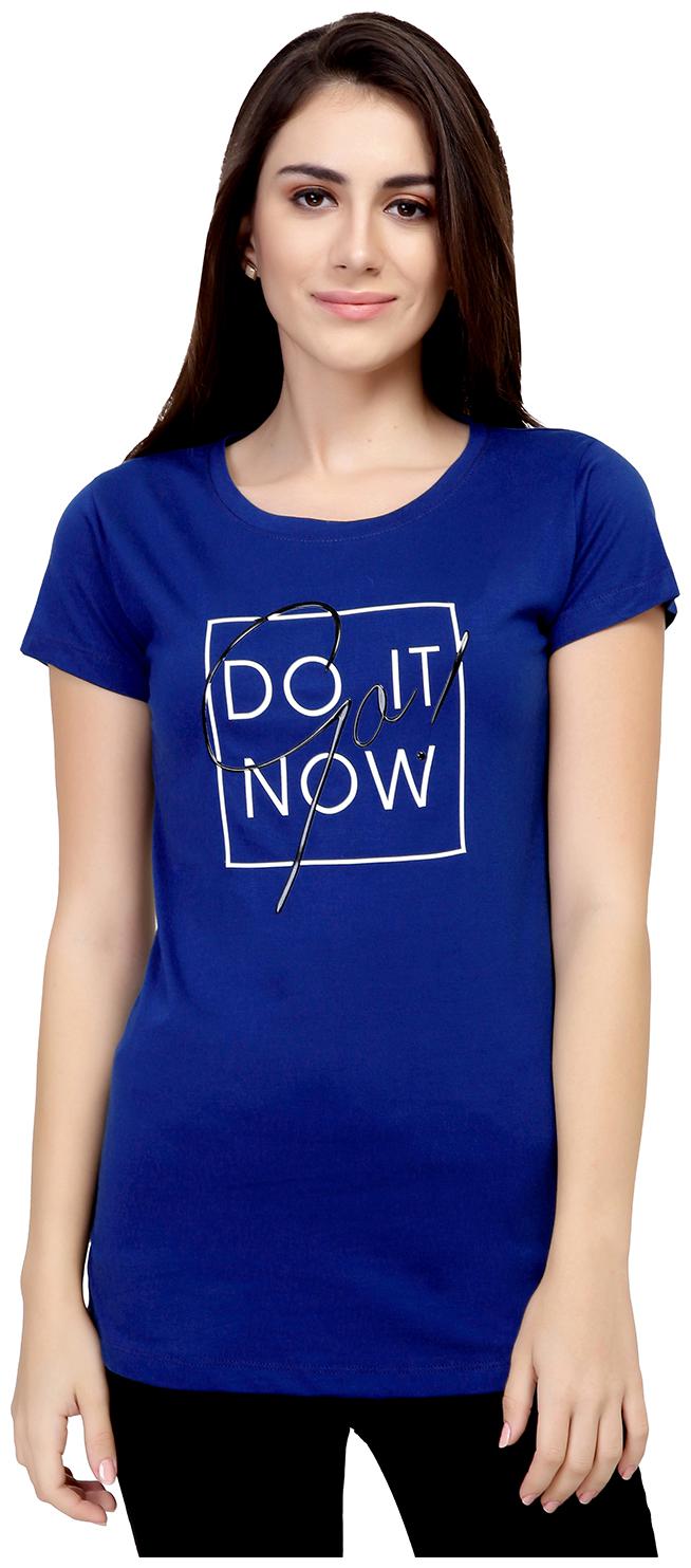 

Astron Women Blue Regular fit Round neck Cotton T shirt